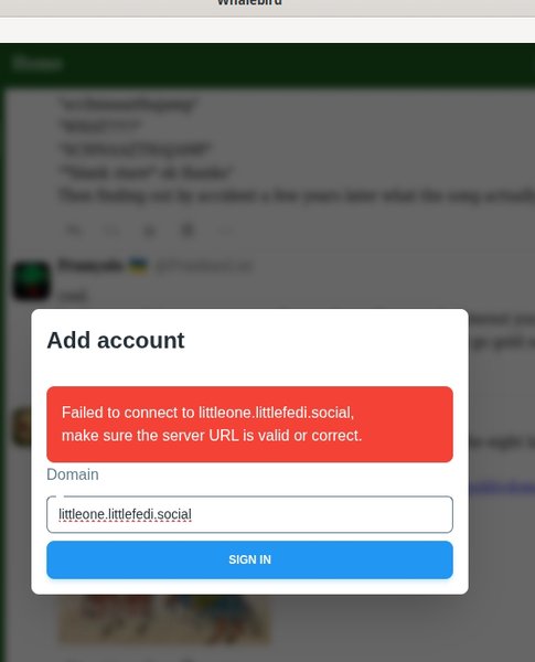whale can't connect