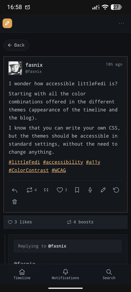 Screenshot of my post.
