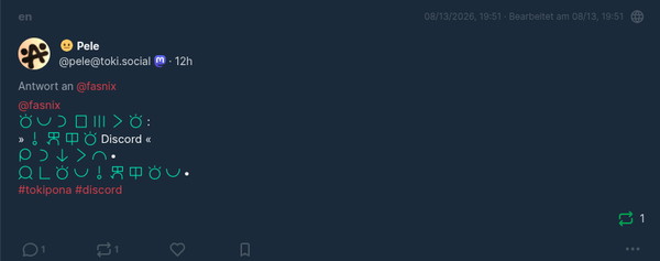 A post that containts sitelen pona characters.
