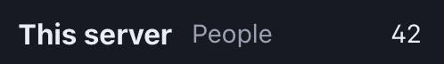 Screenshot showing the server statistics, with "This server", "People", and the number 42.