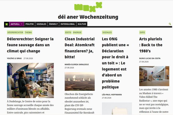 Headlines of woxx.lu in 3-4 different languages