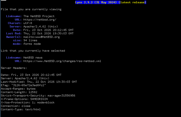 NetBSD screenshot via Lynx and uxterm.