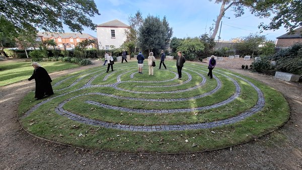 A grass labyrinth
