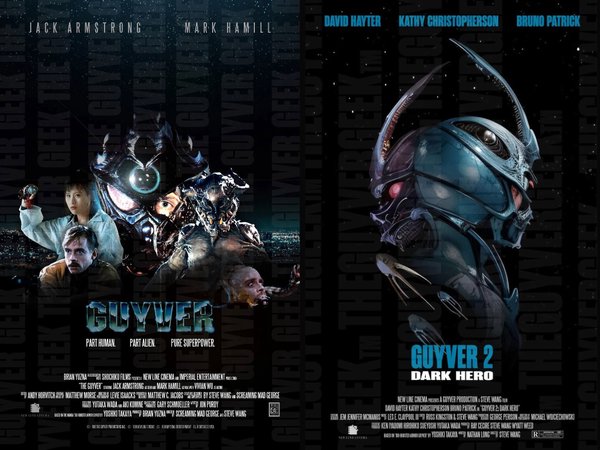 posters for The Guyver (1991) and Guyver: Dark Hero (1994)